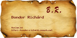Bondor Richárd névjegykártya